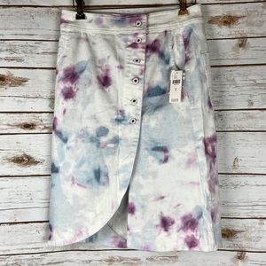Anthropologie Tie Dye Cotton Button Up Skirt